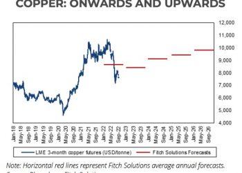 Fitch: Precio del cobre recuperará máximos de marzo en 2027